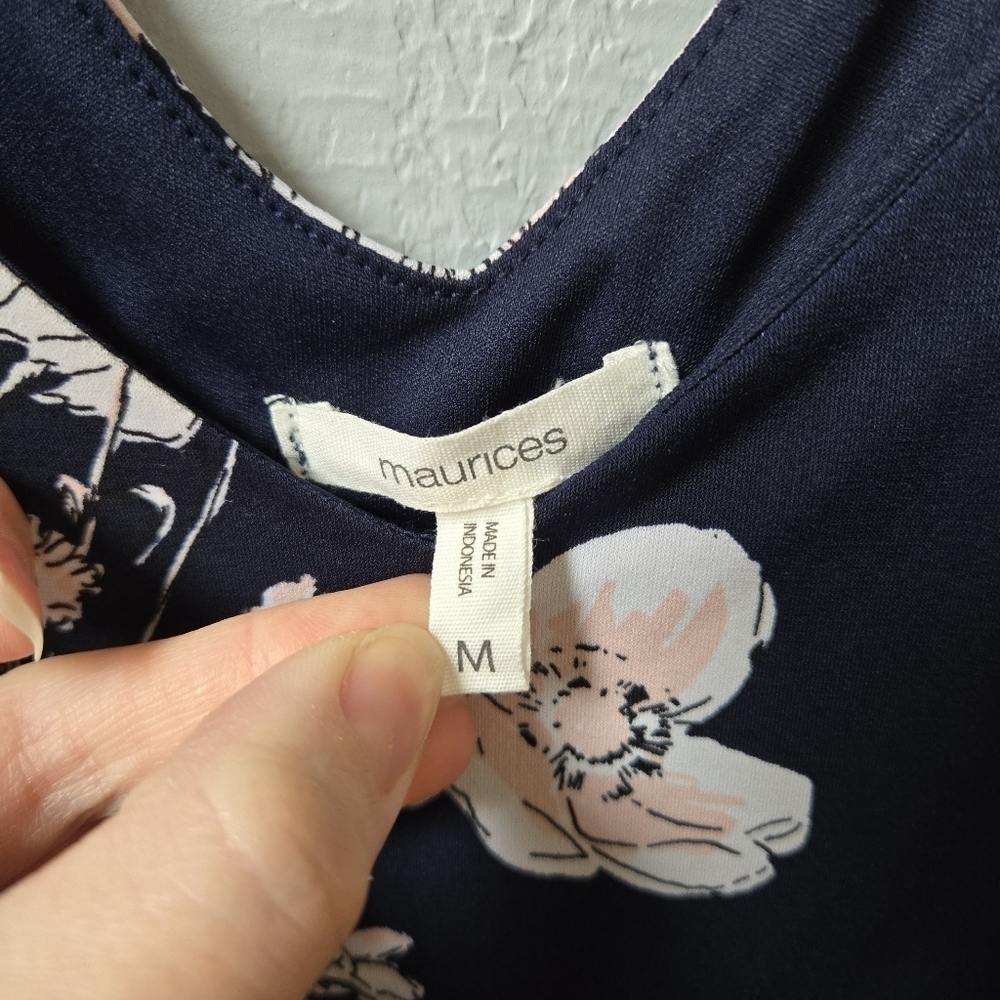 Maurices Medium Blue Floral Stretchy Summer Dress - Picture 6 of 6